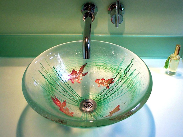 Picture of Goldfish Fused Glass Vessel Sink