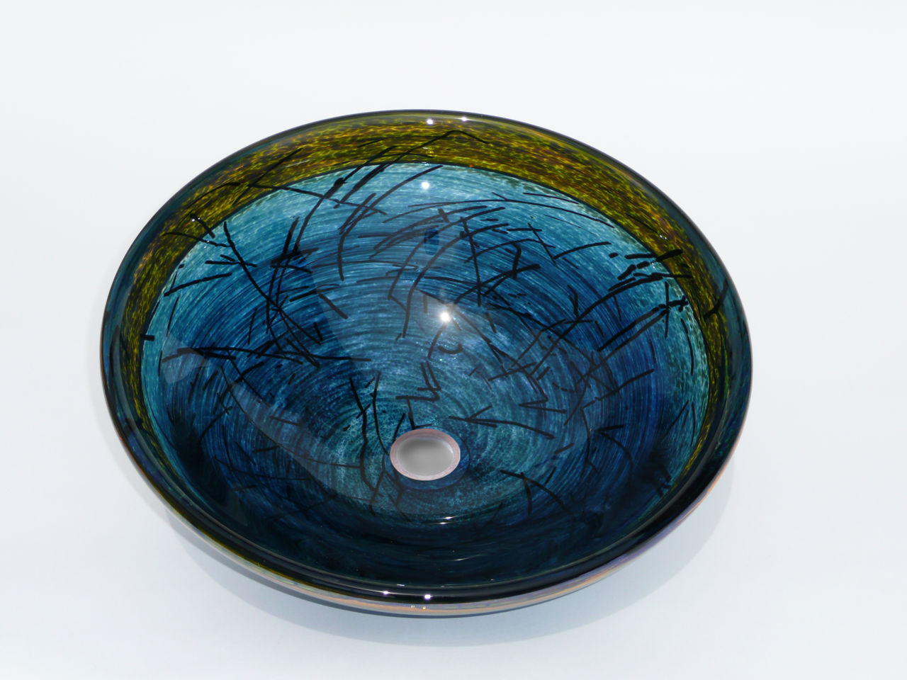 Blown Glass Sink | Deep Jade Green Nest