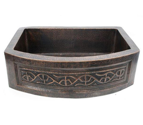SoLuna Copper Farmhouse Sink | Rounded Front Single Well | Saguaro