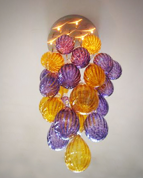 Picture of Blown Glass Chandelier | Gourds | Amethyst & Gold