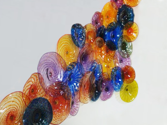 Colorful Blown Glass Wall Art Sculpture Artisan Crafted Home - Blown Glass Wall Sculptures