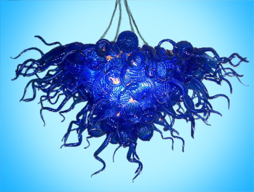 Picture of Blown Glass Chandelier | Cobalt Blue