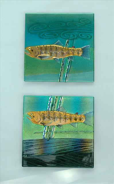 Picture of Brown Trout Fused Glass Panels