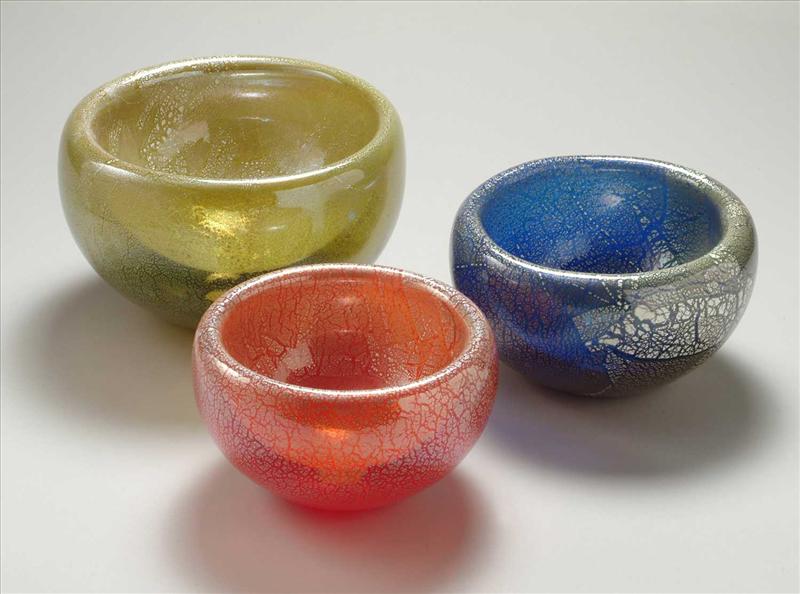 Picture of Blown Glass Double Wall Bowls - Silver Leaf