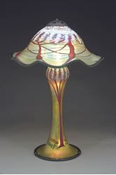 Magnum Gold Cherry Blossom Table Lamp With Ruffled Shade