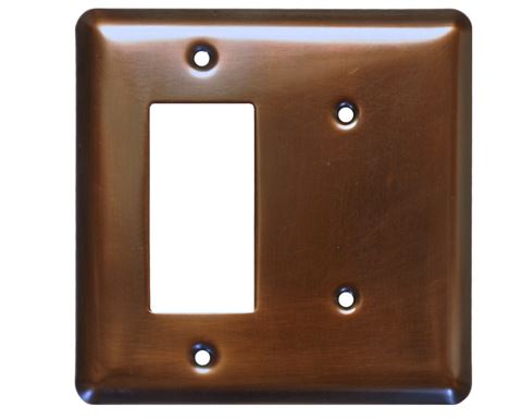 2 Gang Deco Blank Combo Copper Switch Plate Cover