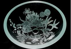Sea Life Etched Glass Vessel Sink