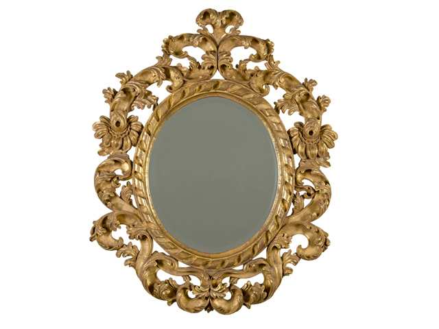 Picture of Hand-Carved Oval Gold Leaf Mirror