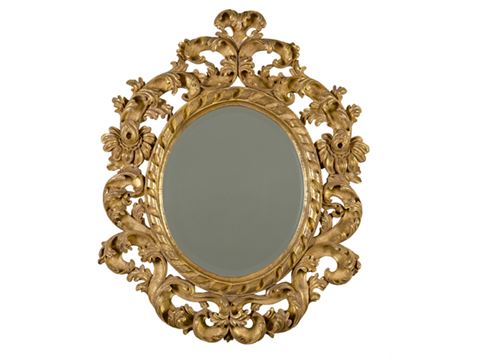 Hand-Carved Oval Gold Leaf Mirror