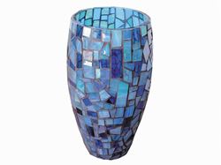Blue Sky Handcrafted Glass Mosaic Vase
