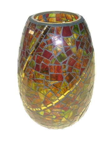 Gold Swirl Handcrafted Glass Mosaic Vase