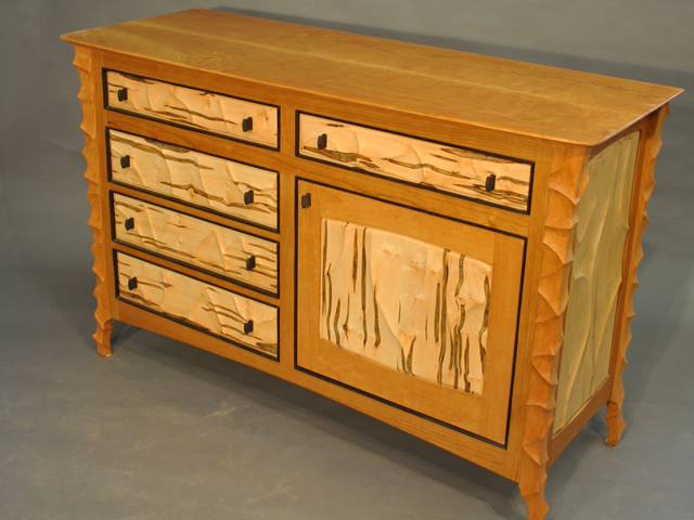 Picture of Sculpted Cherry and Maple Dresser