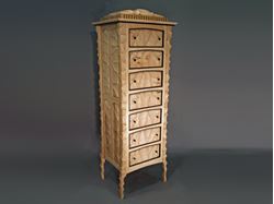 Picture of Seven Drawer Sculpted Case in Birdseye Maple