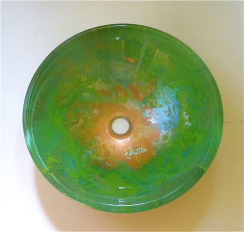 Tranquil Sea Hand-Painted Glass Vessel Sink