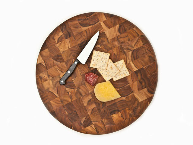 Picture of End Grain Butcher Circular Teak Wood Board by Proteak
