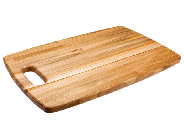 Edge Grain Marine Rounded Rectangle Teak Cutting Board with Centered Hand Hole by Proteak