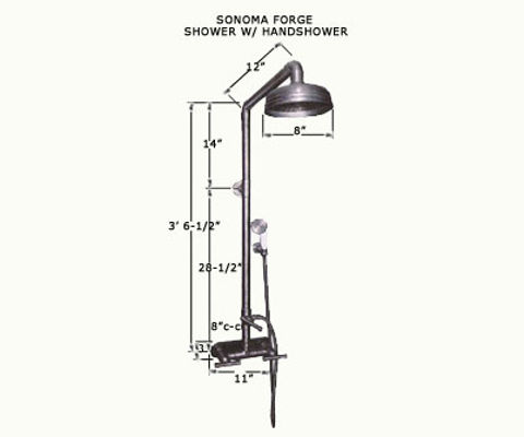 Sonoma Forge | Outdoor Shower | Waterbridge 850 with Handshower