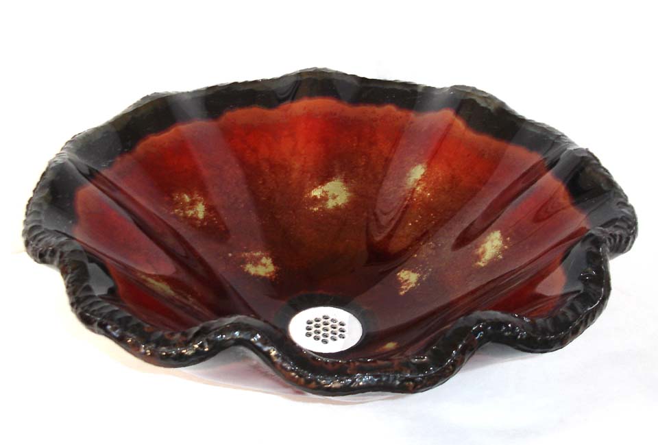 Picture of Copper Storm I Wavy Edge Glass Vessel Sink