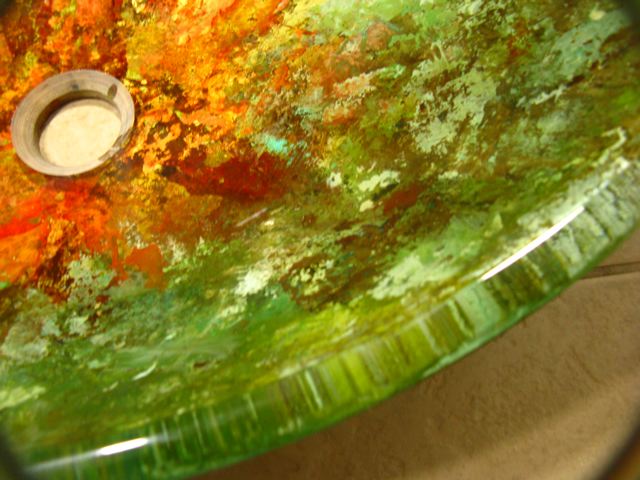 Picture of Fire and Ice Reverse Hand-Painted Glass Vessel Sink