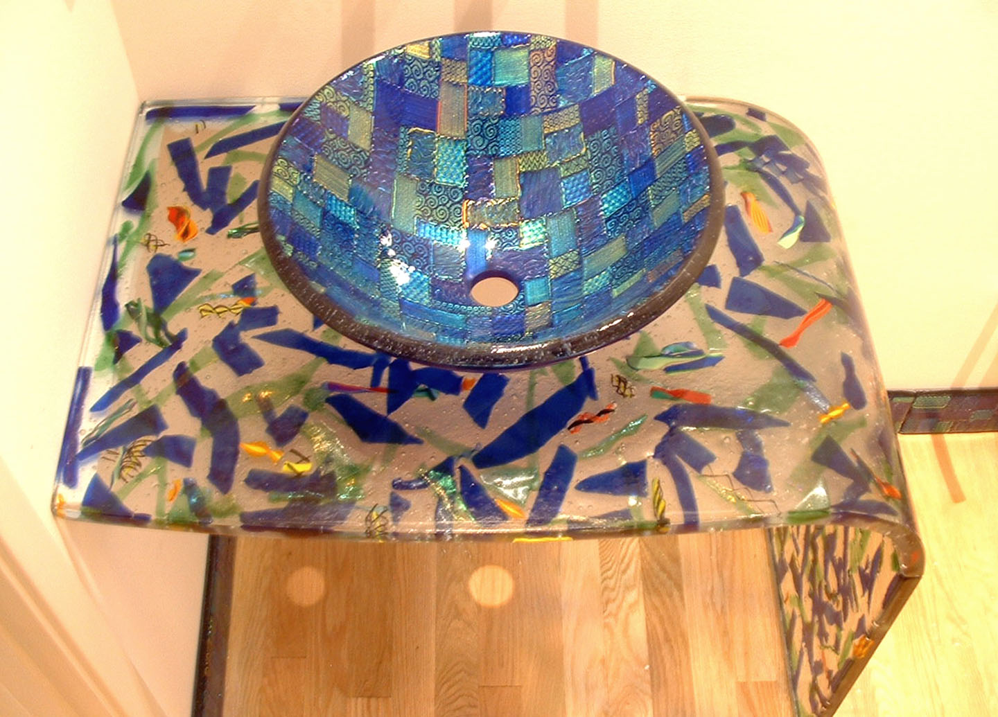 Picture of Grey Blue Mosaic Vessel Sink