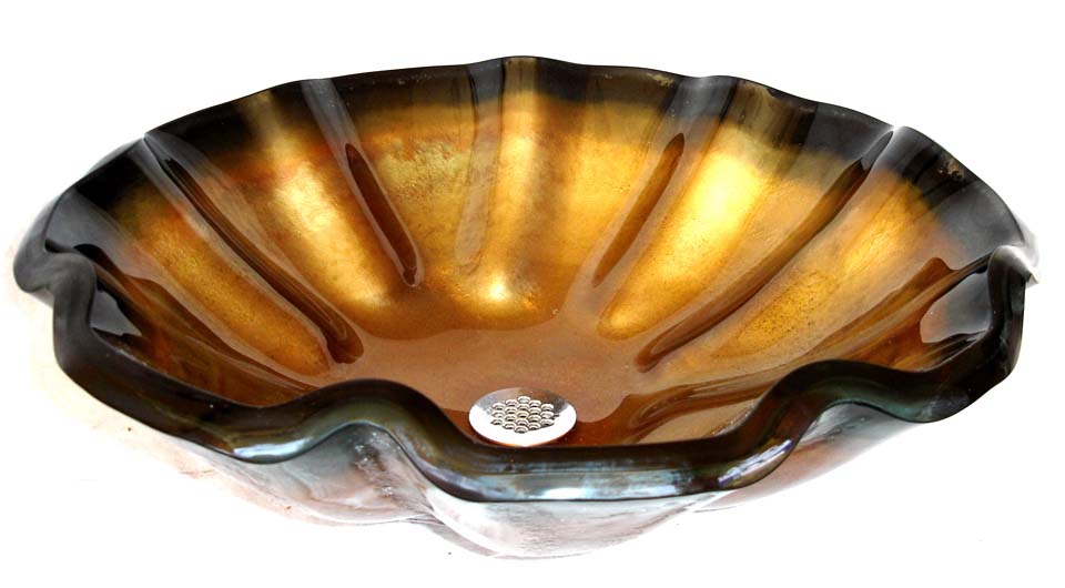 Picture of Laventino Bronze Wavy Edge Glass Vessel Sink