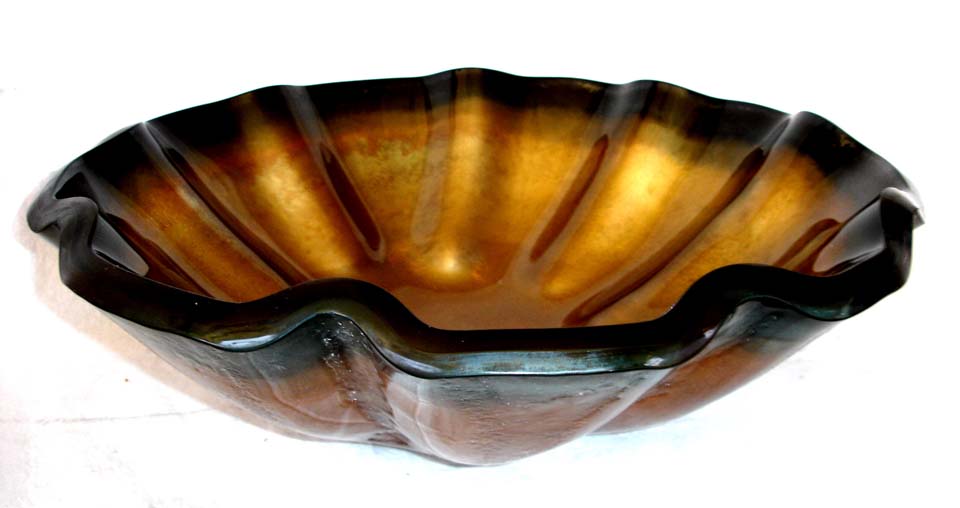 Picture of Laventino Bronze Wavy Edge Glass Vessel Sink