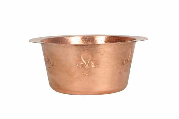 16" Round Copper Bar Sink - Fleur de Lis by SoLuna