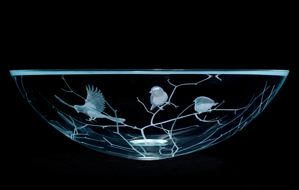 Picture of Etched Glass Vessel Sink - Birds