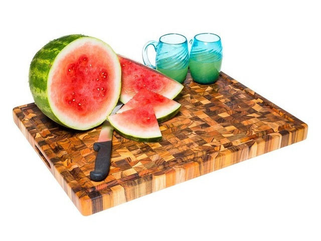 Picture of End Grain Butcher Hand Grip Chopping Block with Juice Canal by Proteak