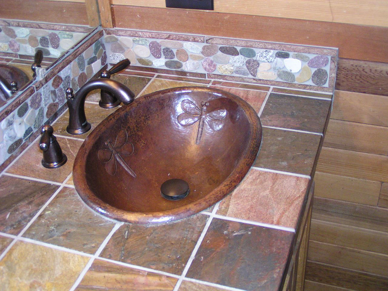19" Oval Copper Bathroom Sink - Dragonfly by SoLuna