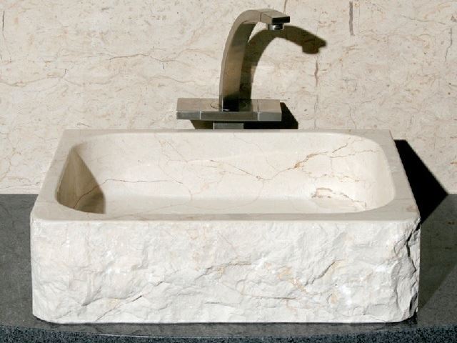 Picture of Rectangular Stone Bath Sink with Rough Exterior