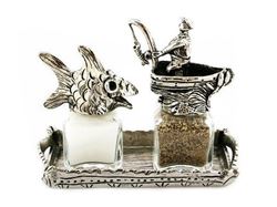 Fish and Fisherman Salt and Pepper Shakers