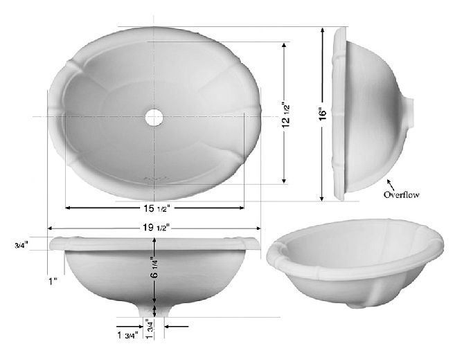 Hand Crafted Sink | Ceramic Fluted Oval Bath Sink