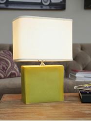 Medium Rectangular Lamp with Green Ceramic Base by Alex Marshall Studios
