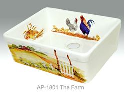 Picture of The Farm Design on Single Well Fireclay Kitchen Sink