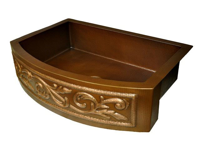 Rounded Front Copper Farmhouse Sink - Scroll by SoLuna