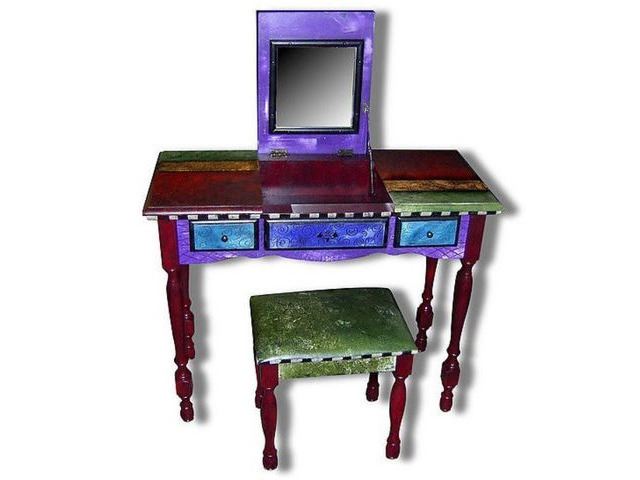 Picture of Hand Painted Vanity and Bench Set