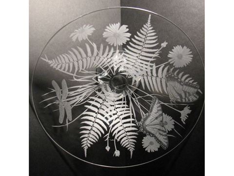 Ferns and Daisies Etched Glass Vessel Sink