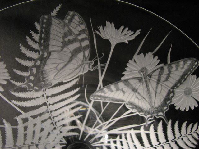 Picture of Ferns and Daisies Etched Glass Vessel Sink