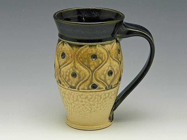 Picture of Large Carved Stoneware Mug