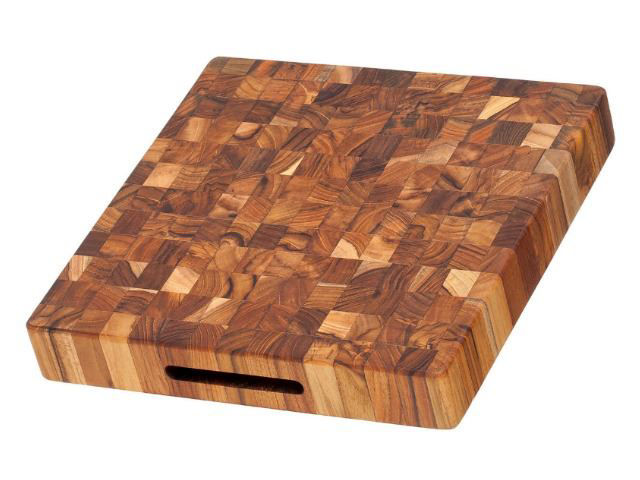 End Grain Square Teak Wood Board with Hand Grips by Proteak