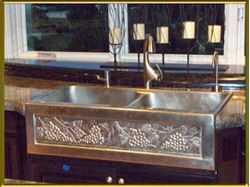 Picture of 36" Chameleon Double Well Bronze Farmhouse Sink