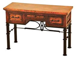3-Drawer Writing Desk with Wrought Iron Base