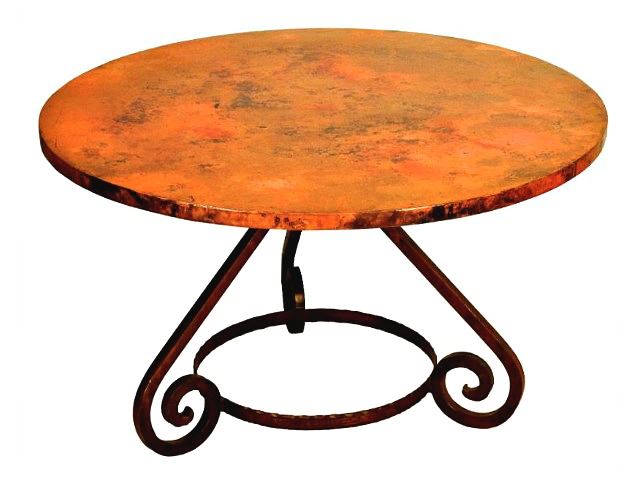 Round Dining Table With Copper Top, Old World Round Dining Table