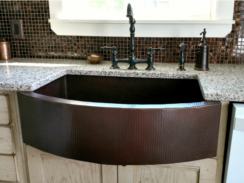 SoLuna Copper Farmhouse Sink | 33" Rounded Front