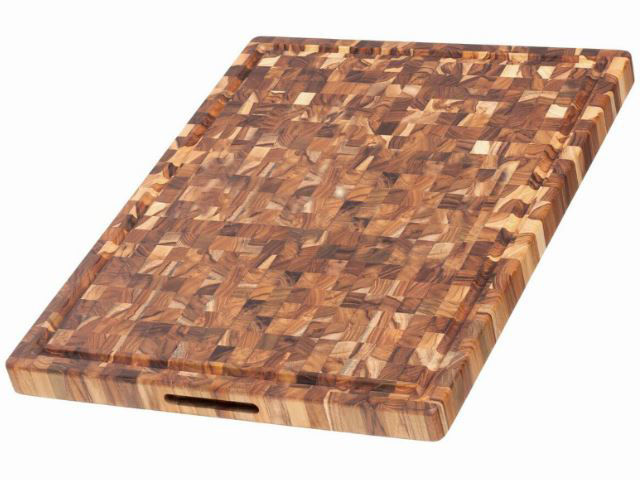 End Grain Butcher Hand Grip Chopping Block with Juice Canal by Proteak