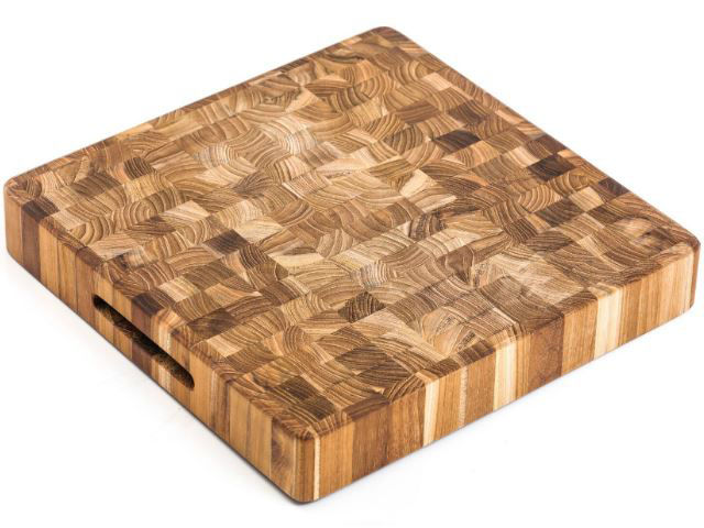 End Grain Square Teak Wood Board with Hand Grips by Proteak