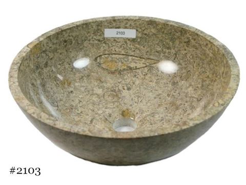 SoLuna Oceanic Fossil Round Stone Vessel Sink