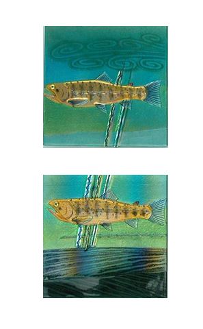 Picture of Brown Trout Fused Glass Panels