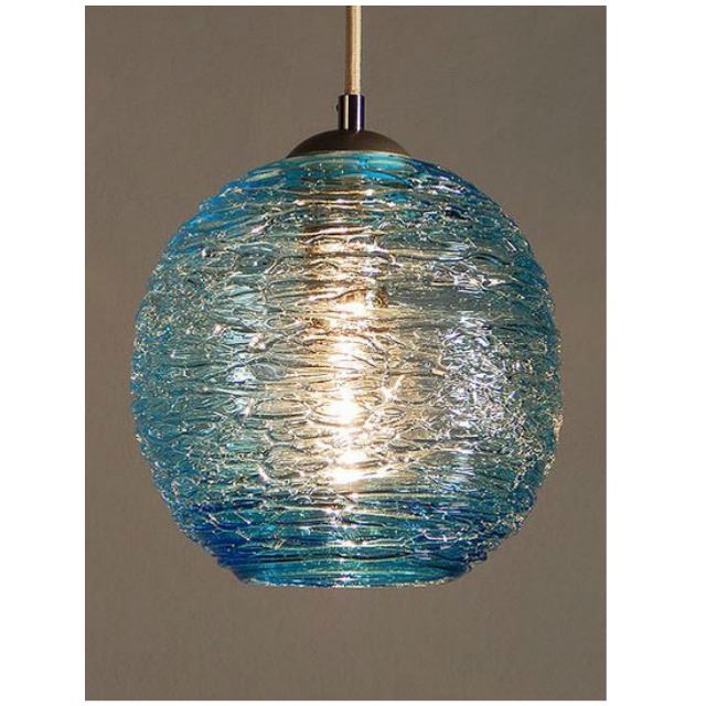 Picture of Blown Glass Pendant Light | Round Stella | Teal